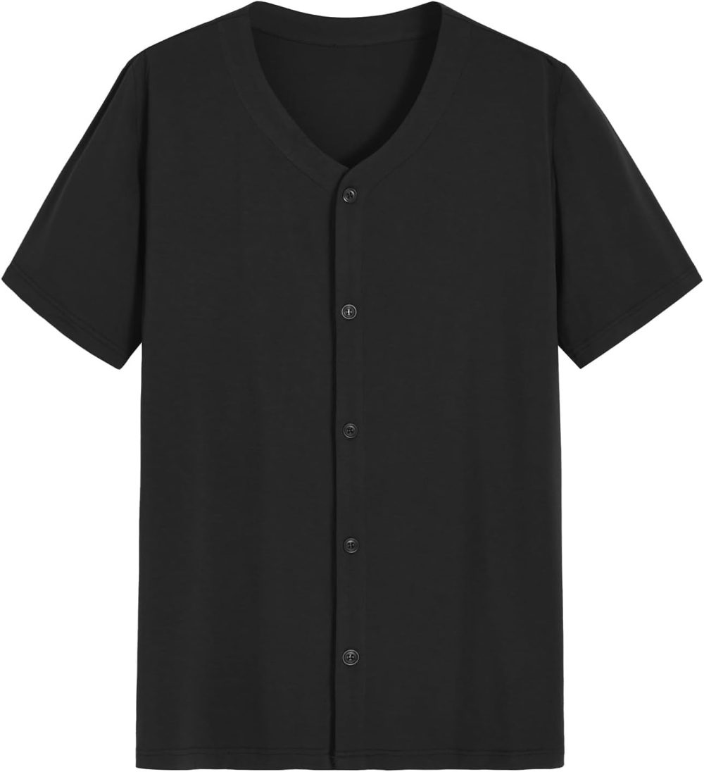 Men's Viscose Pajama Top Button Up Sleep Shirt