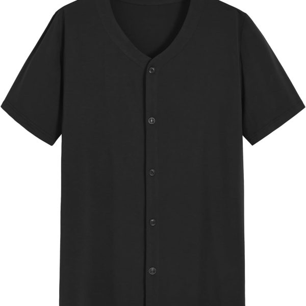 Men's Viscose Pajama Top Button Up Sleep Shirt