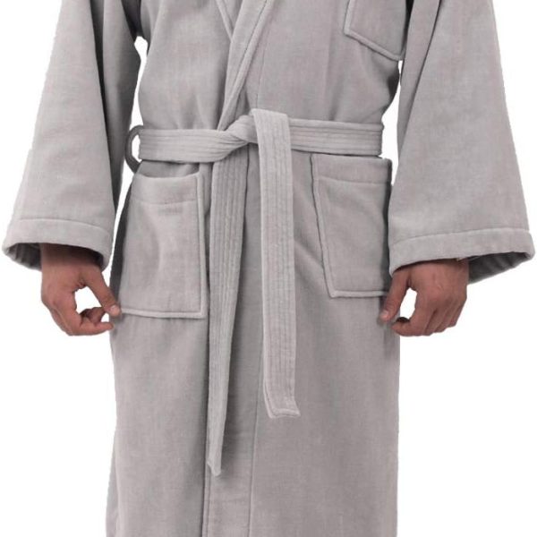 Pure Cotton Mens Terry Cloth Bathrobe Super Absorbent  Robe