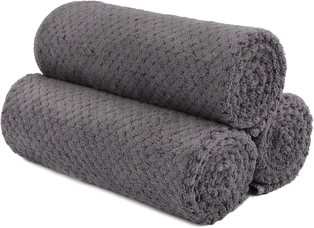 Gym Towels 3 Packs, (16x27 inches) Highly Absorbent Yoga Towel, Ultra Soft Hand Towels for Daily Use, Fast Drying Microfiber Workout Towels for Gym, Spa, Fitness, Camping, Hotel