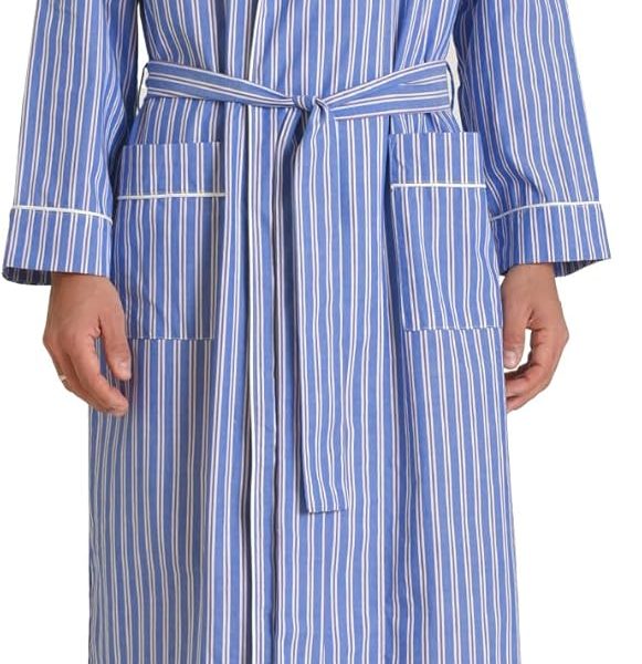 Men's Woven Cotton Robe Long Sleeves Bathrobe