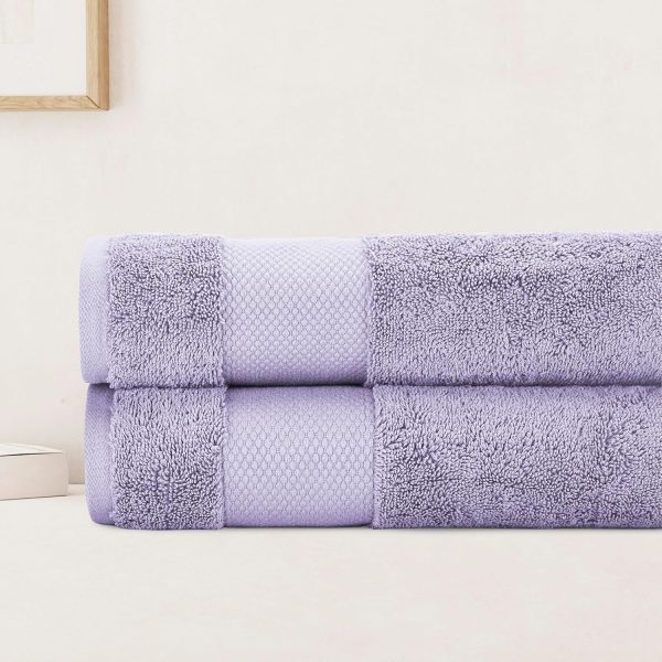 100% Organic Cotton 700 GSM Plush Luxury Bath Towels for Bathroom 30" x 58" Lavender, Pack of 2