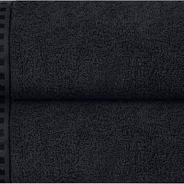 100% Cotton 2 Pack Oversized Bath Towel Set 28x55 Inches, Ultra Soft Highly Absorbant Compact Quickdry & Lightweight Large Bath Towels, Ideal for Gym Travel Camp Pool - Black