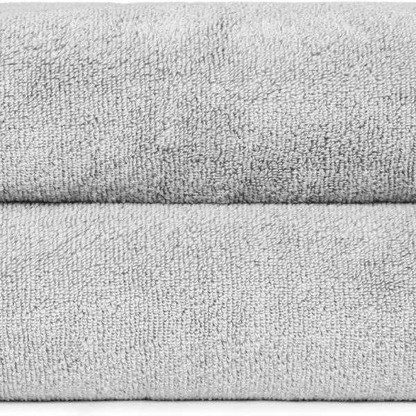 2 Piece Quick-Dry Oversize Bath Towel, 100% Cotton, Platinum, 54" x 30"
